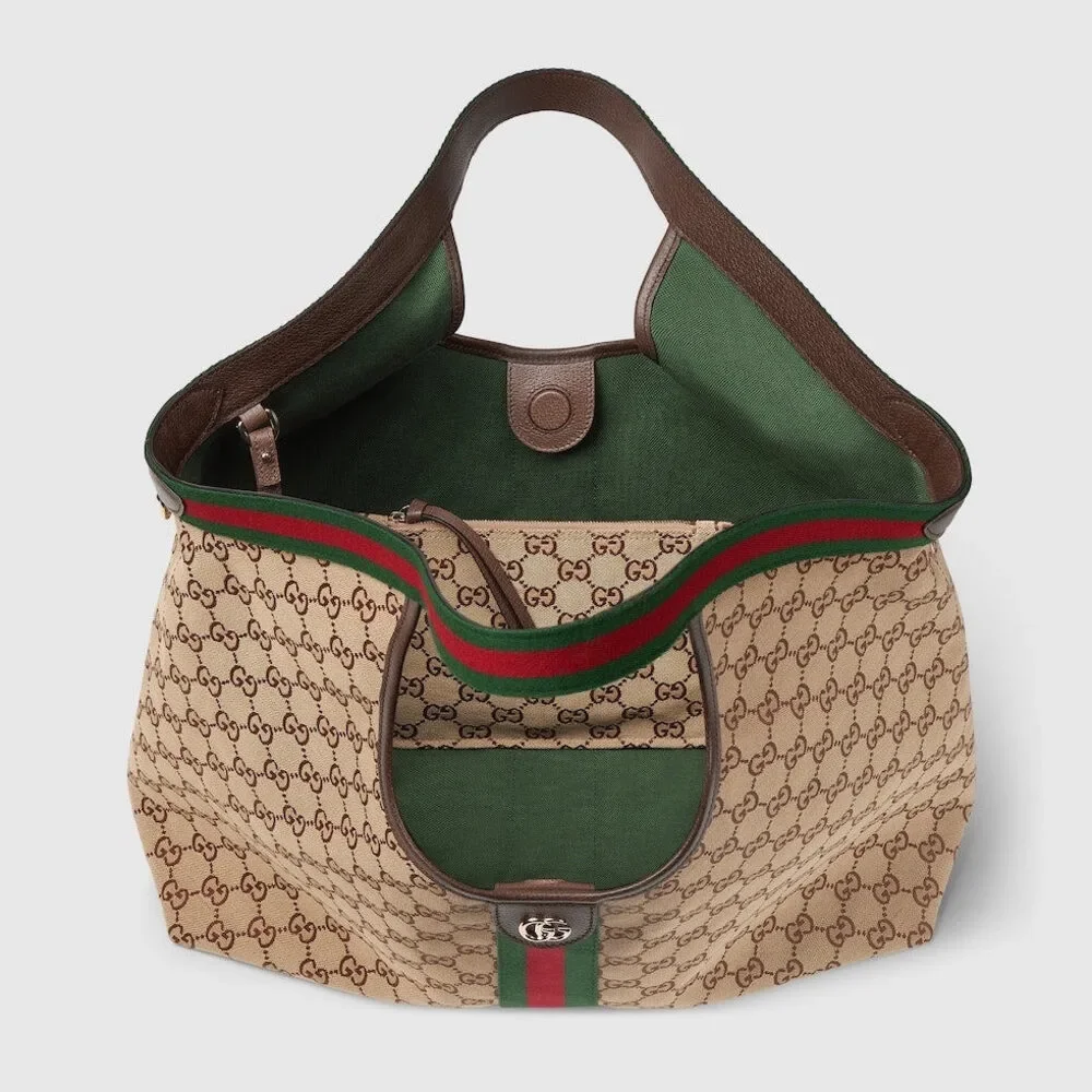 Gucci Giglio Large Tote Beige Canvas Bag - Picture 5 of 10